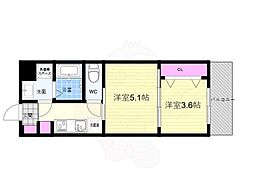 クレストタップ京都丹波口 4階2Kの間取り