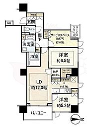 パークホームズ京都二条城 10階2SLDKの間取り