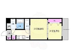 CREST TAPP　京都二条 3階2Kの間取り