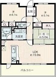 JR山陰本線 丹波口駅 徒歩9分の賃貸マンション 4階3LDKの間取り