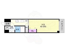 朱雀館 1Kの間取図画像