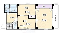 アマデウス西洞院 2DKの間取図画像