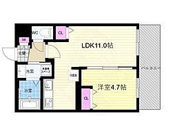 グランカーサ京都駅前 1LDKの間取図画像