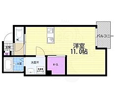 ウェルスクエア壬生高辻通 ワンルームの間取図画像