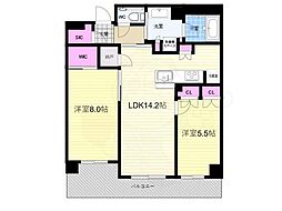 パラドール御所西グランデ 2LDKの間取図画像