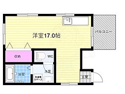 二条コーポ ワンルームの間取図画像