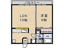 奥田マンション 1LDKの間取図画像
