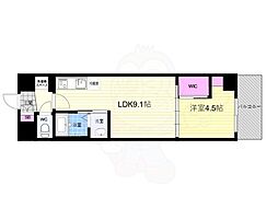 スワンズ京都東寺ガーデン 1LDKの間取図画像