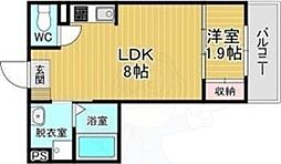 リアコート北山 1LDKの間取図画像