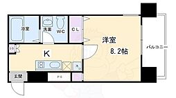 プレサンスNEO京都烏丸 ワンルームの間取図画像