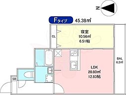 La Fite GOSHOKITA 2 1LDKの間取図画像