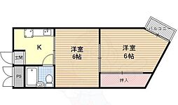ブランドハウス京都二条城 2Kの間取図画像