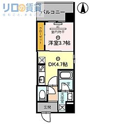 EL-Sia Shin-Osaka 4階1DKの間取り