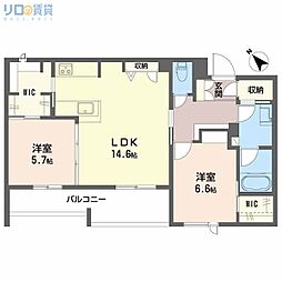 オルキデア クオーレ 3階2LDKの間取り