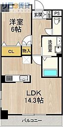 セノアタワー新大阪(旧:グランルクレ新大阪) 4階1LDKの間取り