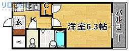 メゾン・ラフィネ 1階1Kの間取り