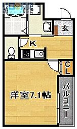 AILE柴島 2階1Kの間取り