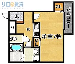AILE柴島 1階1Kの間取り