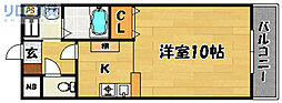 カーサスペリオーレII 4階1Kの間取り