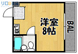 リバーサイドK（旧西原ハイツ） 5階ワンルームの間取り