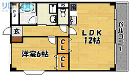 第12高光マンション 8階2DKの間取り
