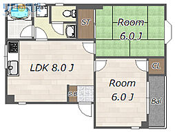 TNハイツ 2LDKの間取図画像