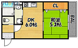 震雲マンション 1DKの間取図画像
