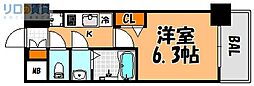 プレサンス淡路駅前 1Kの間取図画像