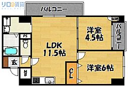 パレス東洋6号館 2LDKの間取図画像