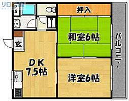 コーポ平見 2DKの間取図画像