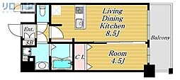 プレサンス新大阪ザ・シティ 1LDKの間取図画像