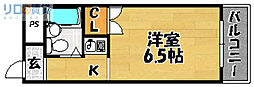 明和ハイツ南江口 1Kの間取図画像