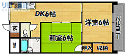第2マンション北 2DKの間取図画像