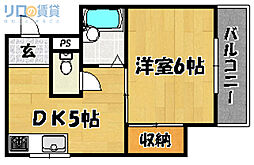 豊里松茂マンション 1DKの間取図画像