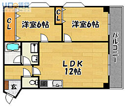 ビラ小松 2LDKの間取図画像
