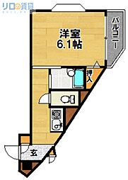 グローリーワン 1Kの間取図画像