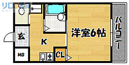 GIOIAKITANO 1Kの間取図画像