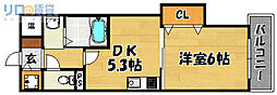 豊里セレニテ 1DKの間取図画像