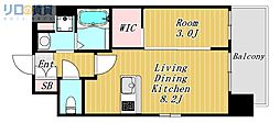 Luxe新大阪VI 1LDKの間取図画像