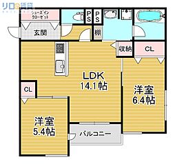 クラシスト瑞光 2LDKの間取図画像