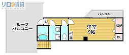 Cube大桐 1Kの間取図画像