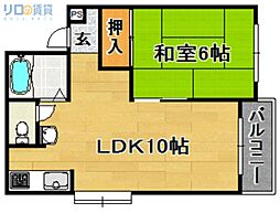 豊二ハイツ 1LDKの間取図画像