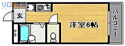 東昌第8ハイツA棟 1Kの間取図画像