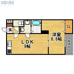 菅原1丁目ハイツ 1LDKの間取図画像