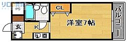 メーベルハイツ・B 1Kの間取図画像