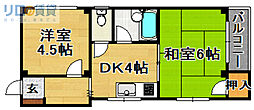中嶋ハイツ 2DKの間取図画像