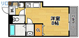 シェルマンド淡路 1DKの間取図画像