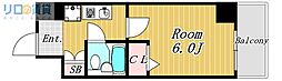 エスリード新大阪 ワンルームの間取図画像