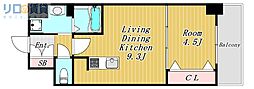 グランルクレ新大阪 1LDKの間取図画像