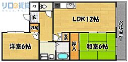 ジュネス・堤 2LDKの間取図画像